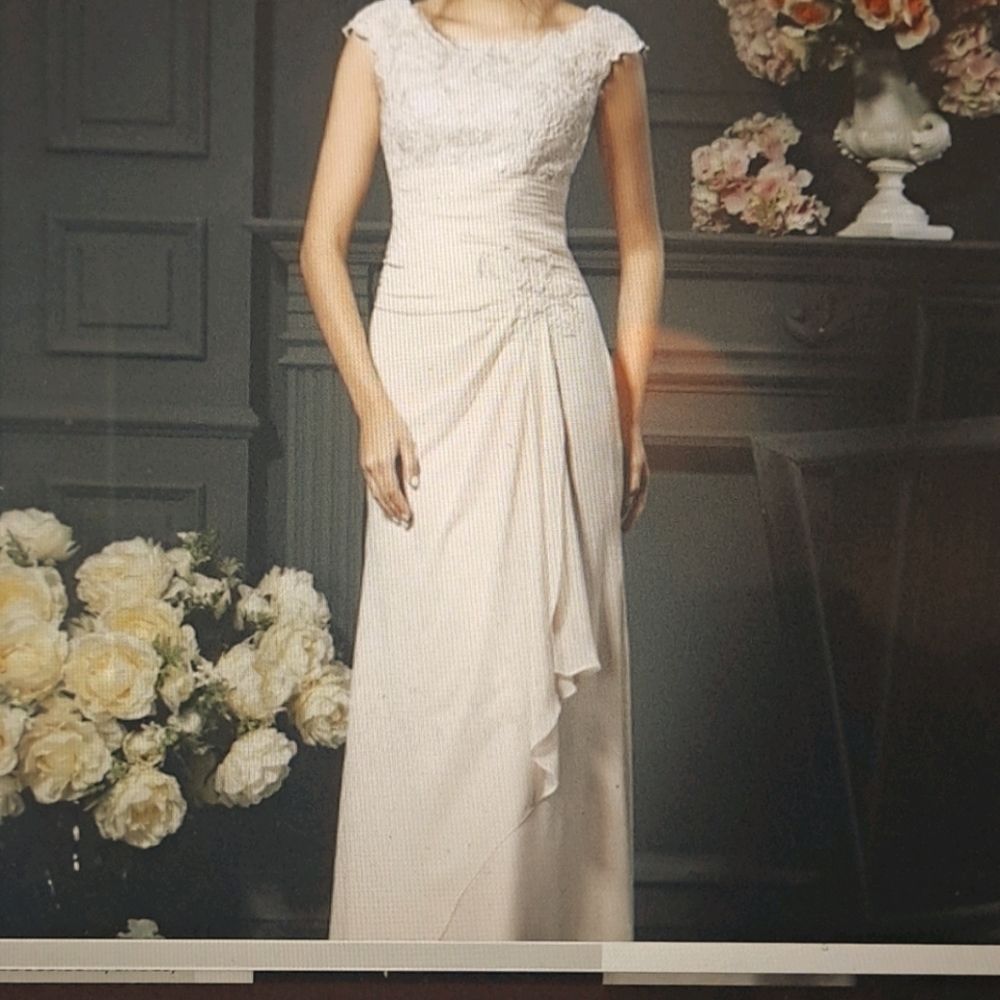 long chiffon cream color new dress w zip up back